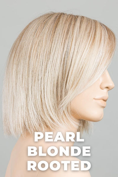 Ellen Wille Wigs - Ready Mono Part - Pearl Blonde Rooted. Pearl Platinum, Dark Ash Blonde, and Medium Honey Blonde mix.