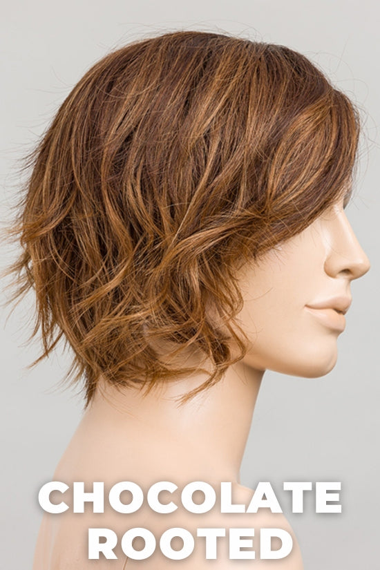 Ellen Wille - Cookie - Chocolate Rooted. Medium to Dark Brown Base with Light Reddish Brown Highlights and Dark Roots.