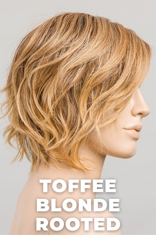 Ellen Wille - Cookie - Toffee Blonde Rooted. Lightest Brown, Light Golden Blonde, and Dark Strawberry Blonde Blend with Shaded Roots.