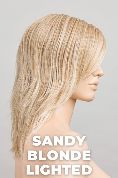 Ellen Wille - Flow - Sandy Blonde Lighted. Medium Blonde and Light Strawberry Blonde with Lightest Golden Blonde Blend and Shaded Roots.