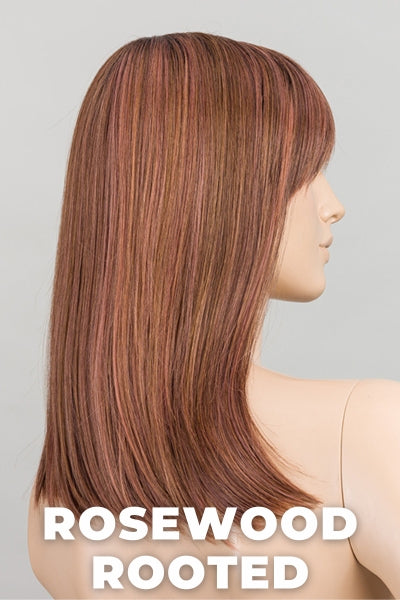 Ellen Wille - Jacky - Rosewood Rooted. Medium Dark Brown Roots that Melt into a Mixture of Saddle Brown and Terra-Cotta Tones with Dark Roots.
