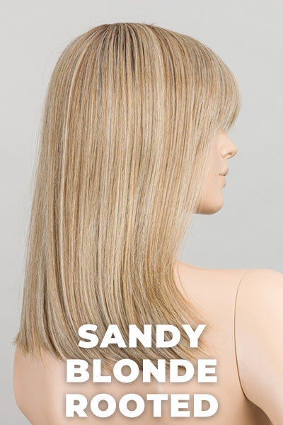 Ellen Wille - Jacky - Sandy Blonde Rooted. Medium Honey Blonde, Light Ash Blonde, and Lightest Reddish Brown Blend with Dark Roots.