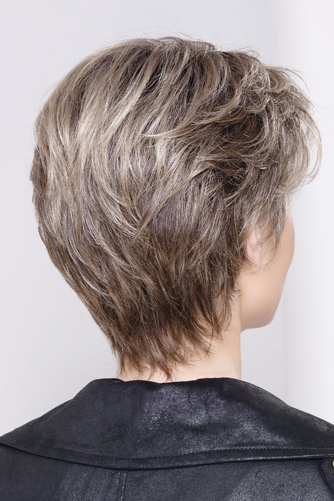 Back of model wearing the color Dark Sand Shaded.