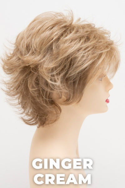 Color Swatch Ginger Cream for Envy wig Aria Human Hair Blend. Cool light brown and beige blonde blend with pale blonde highlights.