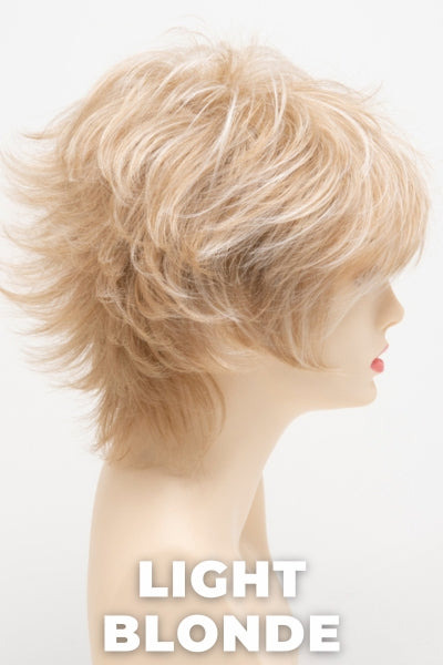 Color Swatch Light Blonde for Envy wig Aria Human Hair Blend. Golden blonde with creamy blonde and platinum blonde highlights.