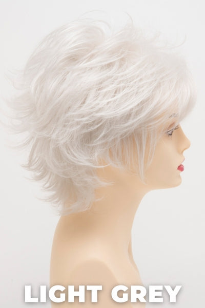 Color Swatch Light Grey for Envy wig Aria Human Hair Blend. Silver and white grey blend.