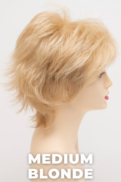 Color Swatch Medium Blonde for Envy wig Aria Human Hair Blend. Golden blonde, pale blonde and champagne blonde blend.