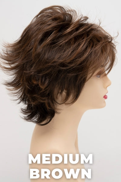 Color Swatch Medium Brown for Envy wig Aria Human Hair Blend. A rich neutral brown with lowlights and highlights woven throughout.