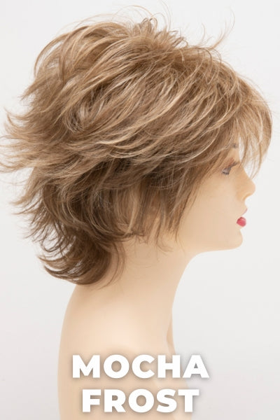 Color Swatch Mocha Frost for Envy wig Aria Human Hair Blend. Golden brown with subtle golden blonde highlights.