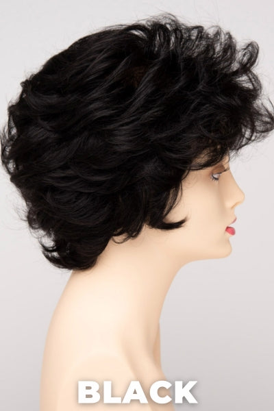 Color Swatch Black for Envy wig Aubrey Human Hair Blend. Rich dark ebony with subtle warm undertones.