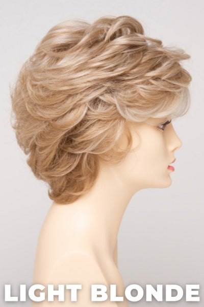 Color Swatch Light Blonde for Envy wig Aubrey Human Hair Blend. Golden blonde with creamy blonde and platinum blonde highlights.