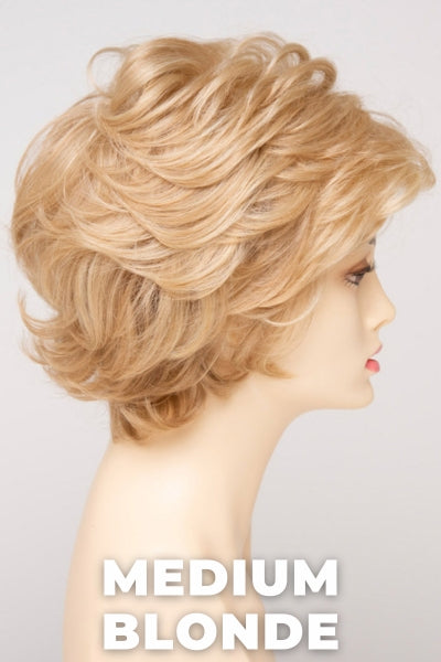 Color Swatch Medium Blonde for Envy wig Aubrey Human Hair Blend. Golden blonde, pale blonde and champagne blonde blend.