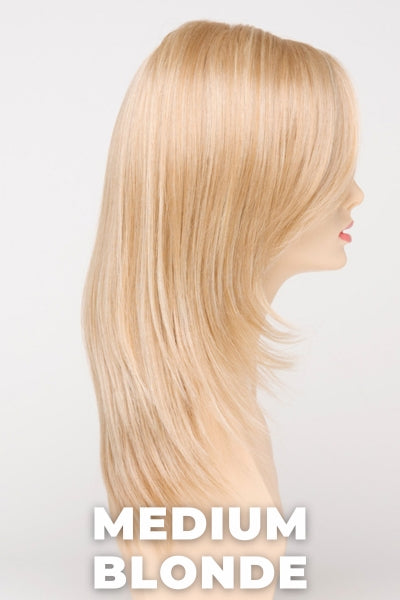 Color Swatch Medium Blonde for Envy wig Ava Human Hair Blend. Golden blonde, pale blonde and champagne blonde blend.