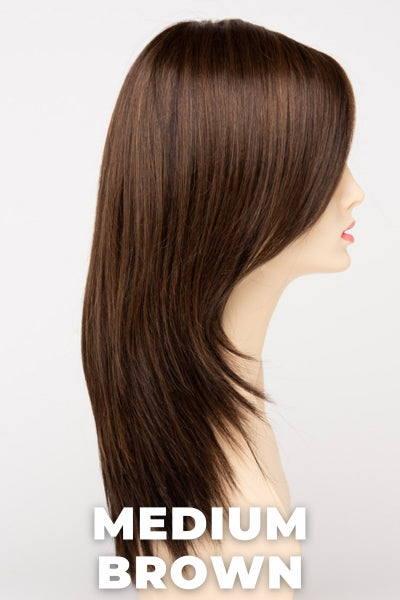 Color Swatch Medium Brown for Envy wig Ava Human Hair Blend. A rich neutral brown with lowlights and highlights woven throughout.