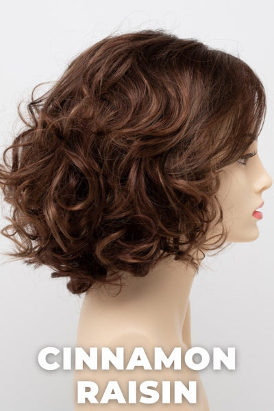 Color Swatch Cinnamon Raisin for Envy wig Bianca. A blend of medium chestnut brown with subtle golden auburn highlights.