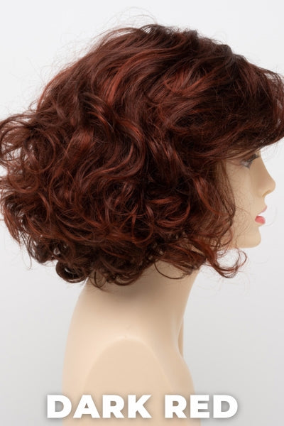 Color Swatch Dark Red for Envy wig Bianca. Dark auburn red base with a blend of deep copper, mahogany and bright burgundy woven throughout.