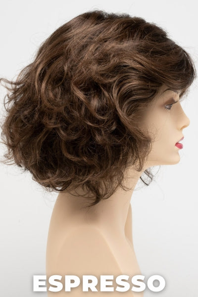 Color Swatch Espresso for Envy wig Bianca.  Deep multi toned medium brown with cool undertones and dark brown rooting.