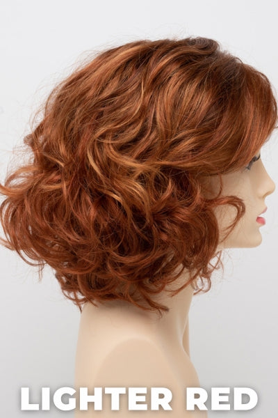 Color Swatch Lighter Red for Envy wig Bianca. Auburn red base with bright copper and golden strawberry blonde highlights.