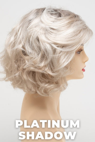 Color Swatch Platinum Shadow for Envy wig Bianca.  Cool toned platinum blonde base with a dark root.