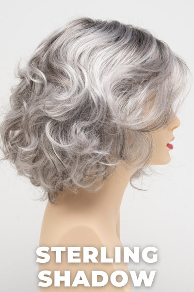 Color Swatch Sterling Shadow for Envy wig Bianca.  A blend of salt and pepper grey with dark brown roots.