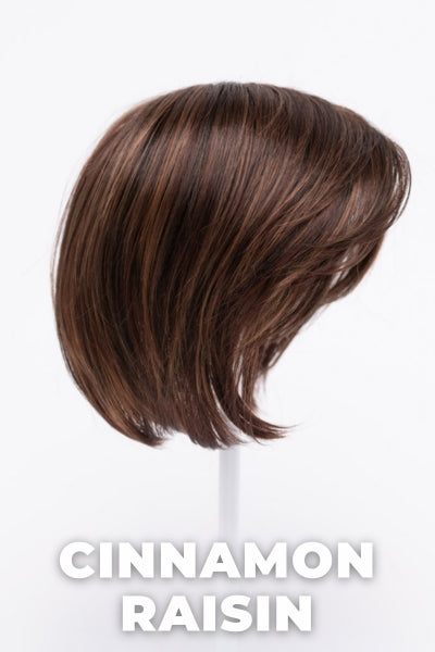 Color Swatch Cinnamon Raisin for Envy top piece  Big Bangs.  A blend of medium chestnut brown with subtle golden auburn highlights.