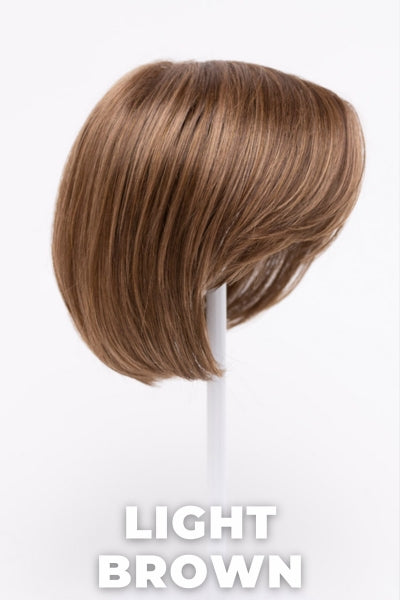 Color Swatch Light Brown for Envy top piece  Big Bangs.  Light brown base with warm golden undertones and reddish brown highlights.