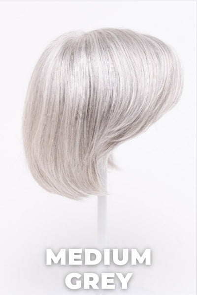 Color Swatch Medium Grey for Envy top piece  Big Bangs.  A silvery blend of salt and pepper with medium brown woven throughout.