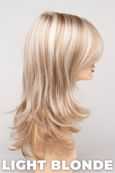 Color Swatch Light Blonde for Envy wig Bobbi. Golden blonde with creamy blonde and platinum blonde highlights.