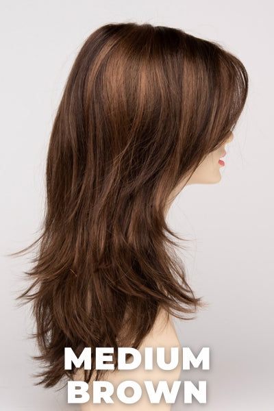 Color Swatch Medium Brown for Envy wig Bobbi. A rich neutral brown with lowlights and highlights woven throughout.