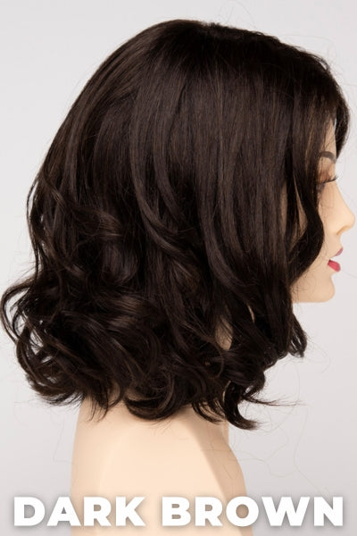 Color Swatch Dark Brown for Envy wig Brittaney. A blend of rich dark brown and dark mahogany brown with cool undertones.
