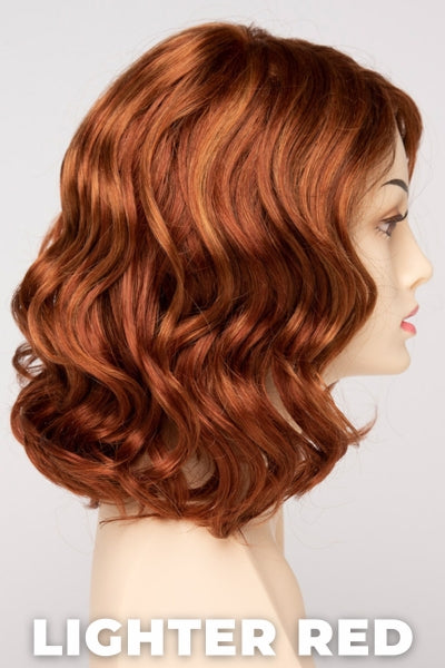 Color Swatch Lighter Red for Envy wig Brittaney. Auburn red base with bright copper and golden strawberry blonde highlights.