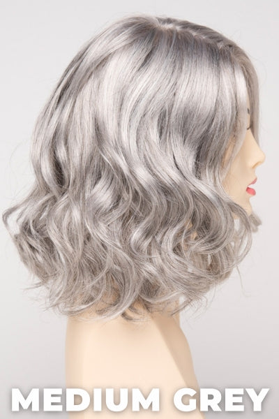 Color Swatch Medium Grey for Envy wig Brittaney. A silvery blend of salt and pepper with medium brown woven throughout.