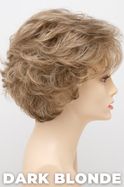 Color Swatch Dark Blonde for Envy wig Bryn. Deep blonde with red undertones and bright wheat highlights.