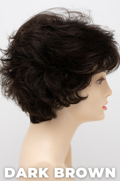 Color Swatch Dark Brown for Envy wig Bryn. A blend of rich dark brown and dark mahogany brown with cool undertones.