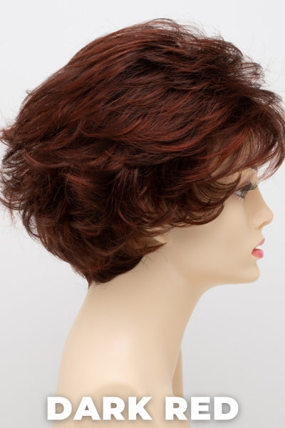 Color Swatch Dark Red for Envy wig Bryn. Dark auburn red base with a blend of deep copper, mahogany and bright burgundy woven throughout.