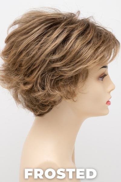 Color Swatch Frosted for Envy wig Bryn. Creamy blonde with cool undertones and warm beige blonde tips.