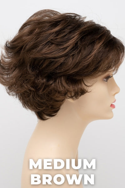 Color Swatch Medium Brown for Envy wig Bryn. A rich neutral brown with lowlights and highlights woven throughout.