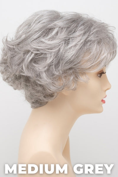 Color Swatch Medium Grey for Envy wig Bryn. A silvery blend of salt and pepper with medium brown woven throughout.