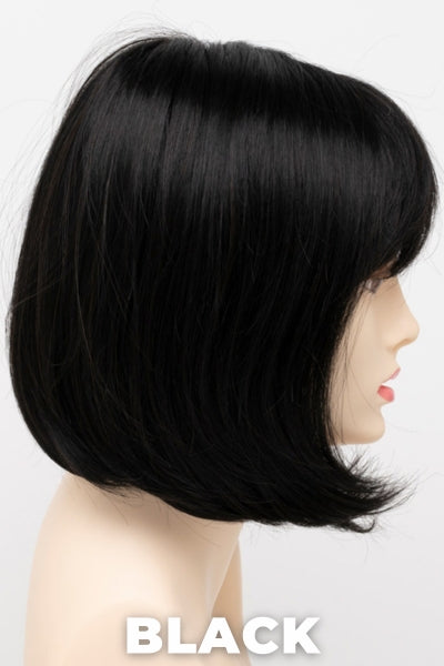 Color Swatch Black for Envy wig Carley. Rich dark ebony with subtle warm undertones.