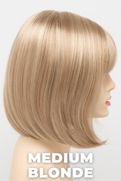 Color Swatch Medium Blonde for Envy wig Carley. Golden blonde, pale blonde and champagne blonde blend.