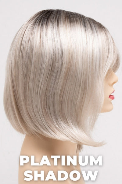 Color Swatch Platinum Shadow for Envy wig Carley.  Cool toned platinum blonde base with a dark root.