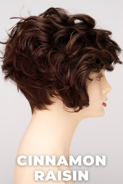 Color Swatch Cinnamon Raisin for Envy wig Carissa. A blend of medium chestnut brown with subtle golden auburn highlights.