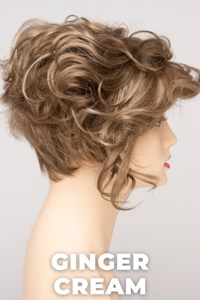 Color Swatch Ginger Cream for Envy wig Carissa. Cool light brown and beige blonde blend with pale blonde highlights.