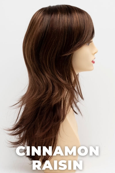 Color Swatch Cinnamon Raisin for Envy wig Celeste. A blend of medium chestnut brown with subtle golden auburn highlights.