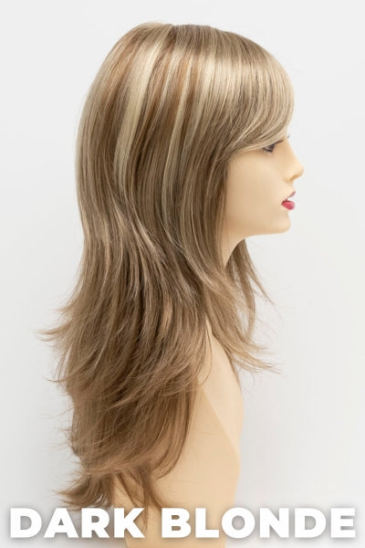 Color Swatch Dark Blonde for Envy wig Celeste. Deep blonde with red undertones and bright wheat highlights.