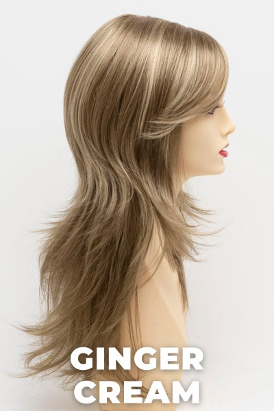 Color Swatch Ginger Cream for Envy wig Celeste. Cool light brown and beige blonde blend with pale blonde highlights.