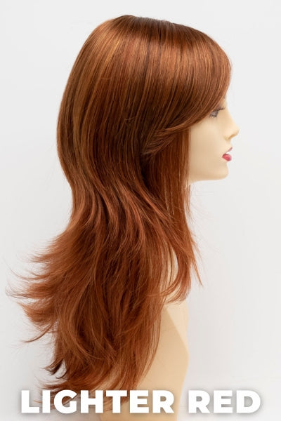 Color Swatch Lighter Red for Envy wig Celeste. Auburn red base with bright copper and golden strawberry blonde highlights.