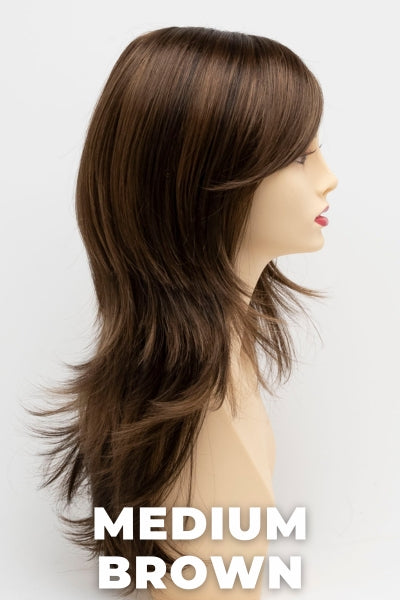 Color Swatch Medium Brown for Envy wig Celeste. A rich neutral brown with lowlights and highlights woven throughout.