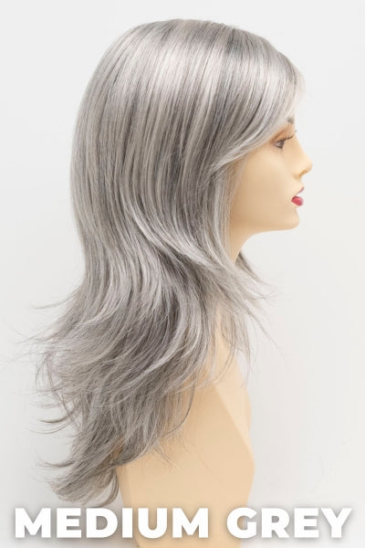Color Swatch Medium Grey for Envy wig Celeste. A silvery blend of salt and pepper with medium brown woven throughout.