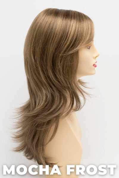 Color Swatch Mocha Frost for Envy wig Celeste. Golden brown with subtle golden blonde highlights.